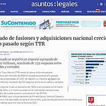 Mercado de fusiones y adquisiciones nacional creci 40% el ao pasado segn TTR